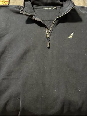 Nautica Blue Quarter-Zip Pullover with Metal Zipper